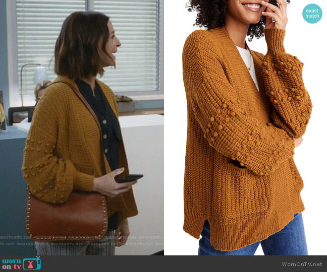 Madewell Bobble Cardigan Sweater worn by Amelia Shepherd (Caterina Scorsone) on Greys Anatomy