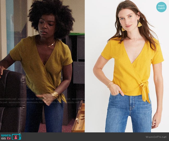 Madewell Texture & Thread Wrap-Tie Top worn by Briana Johnson (MaameYaa Boafo) on Bluff City Law