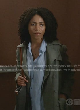 Maggie’s blue striped blouse on Greys Anatomy