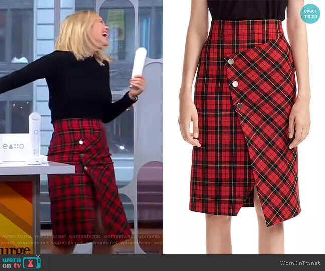 Maje Janty Plaid Skirt worn by Sara Haines on Good Morning America