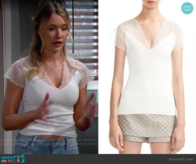 Maje Lilio Top worn by Flo Fulton (Katrina Bowden) on The Bold and the Beautiful