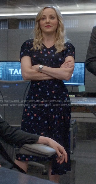 Marissa’s floral dress with side drape on Bull