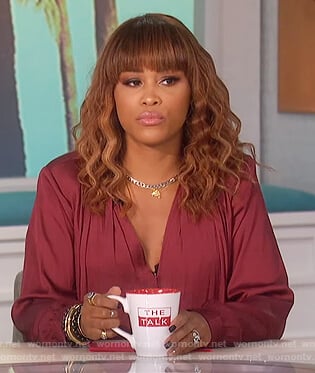 Eve’s maroon wrap bodysuit on The Talk