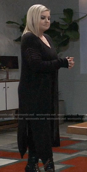 Maxie’s long black cardigan on General Hospital