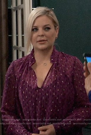 Maxie’s pink metallic dotted top on General Hospital