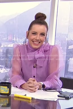Melanie’s lilac tie neck blouse on E! News Daily Pop