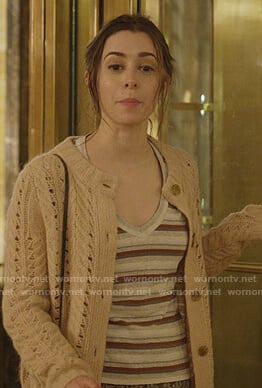 Maggie’s striped v-neck tee on Modern Love