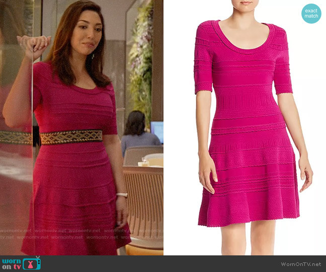 Milly Mixed-Knit Fit and Flare Dress