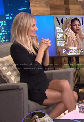 Morgan’s black ruched mini dress on E! News Nightly Pop