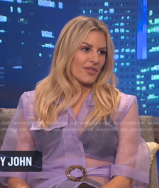 Morgan’s lavender tie waist Sheer top on E! News Nightly Pop