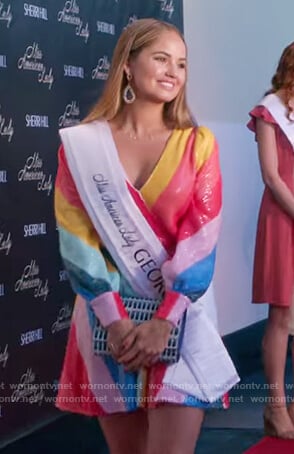 Patty’s striped wrap mini dress on Insatiable