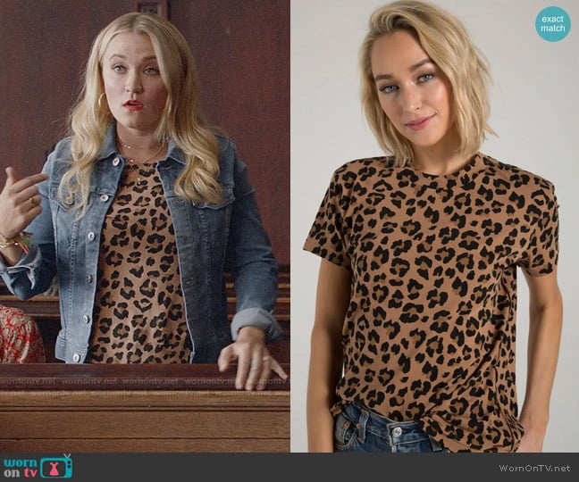 n Philanthropy Shanghai Tee in Leopard worn by Roxy Doyle (Emily Osment) on Almost Family