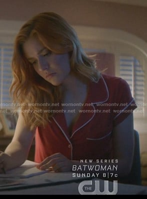 Nancy’s red short pajamas on Nancy Drew