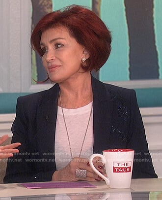 Sharon’s blue star embellished blazer on The Talk