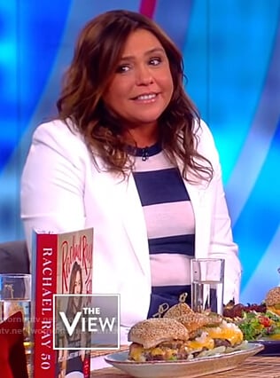 Rachael Ray’s white blazer and striped sweater on The View