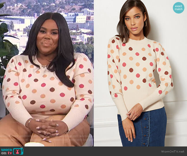 New York & Company Polka Dot Sweater - Eva Mendes Collection worn by Nina Parker on E! News