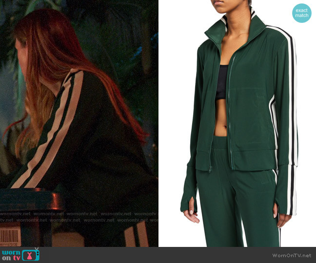 Norma Kamali Side-Stripe Turtle Track Jacket worn by McAfee (Laura Dreyfuss) on The Politician