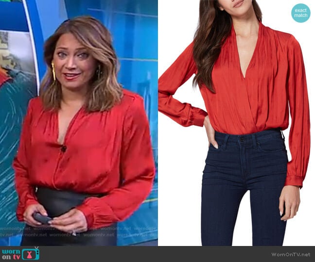 Paige Sevilla Surplice Bodysuit worn by Ginger Zee on Good Morning America