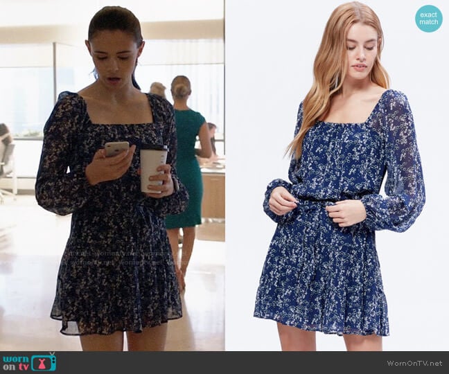 Paige Marjoram Dress in Dark Ink Durango Flower worn by Nia Nal (Nicole Maines) on Supergirl