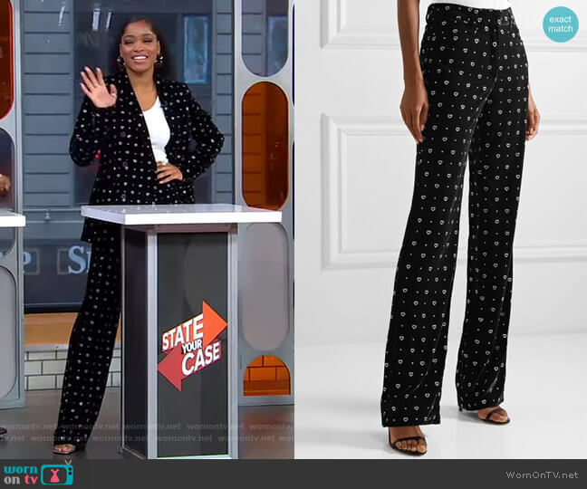 Paul and Joe Glittered Velvet Pants worn by Keke Palmer on Good Morning America