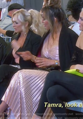 Kelly’s pink pleated one shoulder dress on The Real Housewives of Orange County