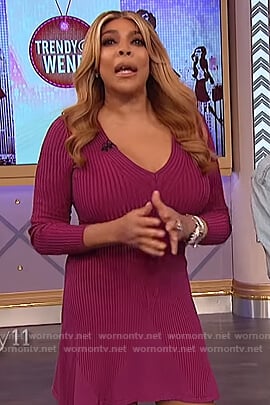 Wendy’s purple ribbed v-neck dress on The Wendy Williams Show