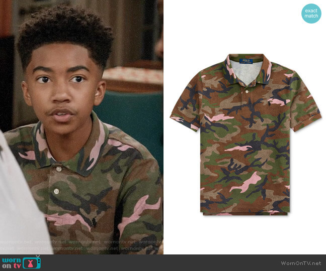 Polo Ralph Lauren Big Boys Camo Cotton Mesh Polo Shirt worn by Jack Johnson (Miles Brown) on Black-ish