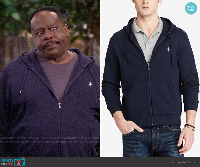 Polo Ralph Lauren Double-Knit Full-Zip Hoodie worn by Calvin (Cedric The Entertainer) on The Neighborhood
