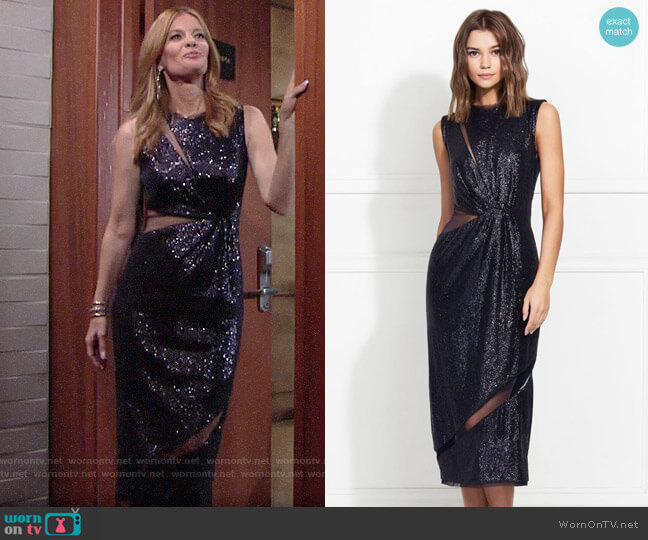 Rachel Zoe Lorraine Fluid Sequin Cutout Midi Dress worn by Phyllis Summers (Michelle Stafford) on The Young and the Restless