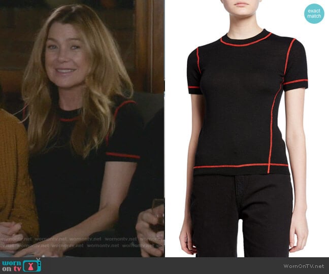 Rag & Bone Shannon Tee with Contrast Stitching worn by Meredith Grey (Ellen Pompeo) on Greys Anatomy