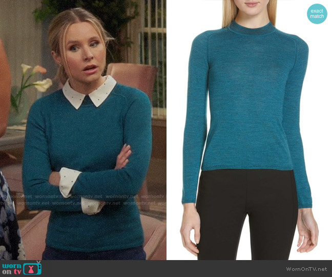 Rag & Bone Pamela Sweater in Teal worn by Eleanor Shellstrop (Kristen Bell) on The Good Place