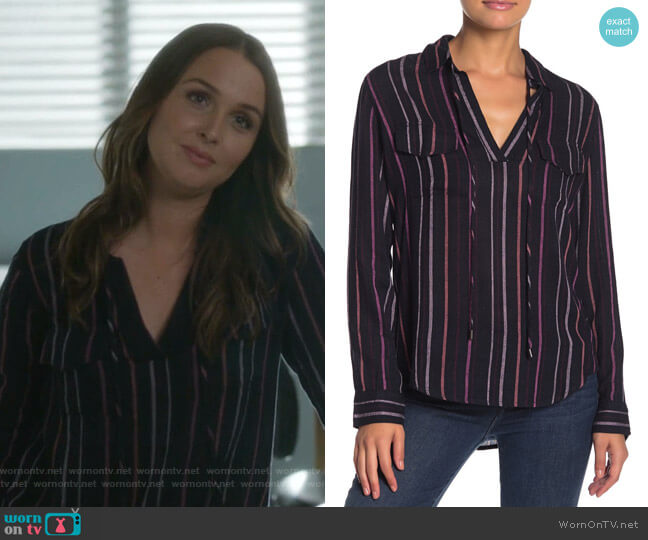 Rails Selena Drawstring Stripe Shirt worn by Jo Wilson (Camilla Luddington) on Greys Anatomy