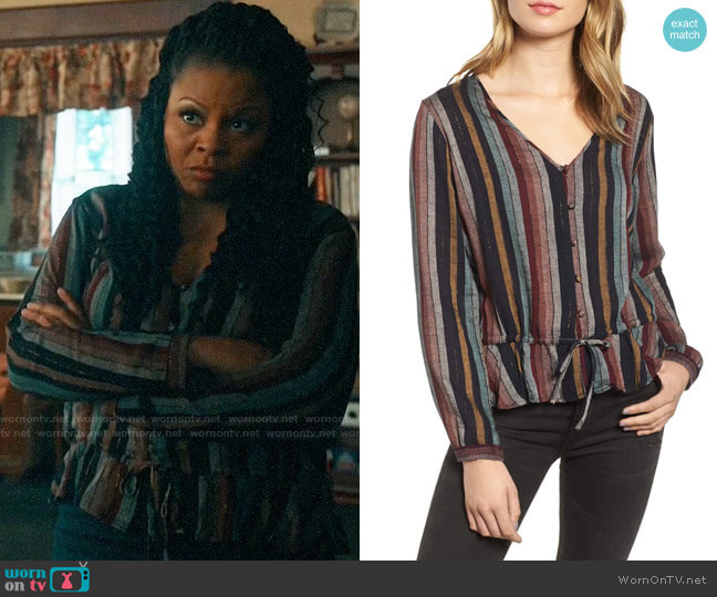 Rails Beaux Striped Top worn by Adams (Tymberlee Hill) on Perfect Harmony