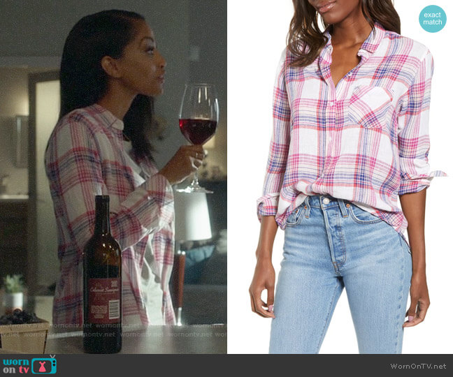 Rails Charli Shirt in White Peach Fuschia worn by Kelly Olsen (Azie Tesfai) on Supergirl