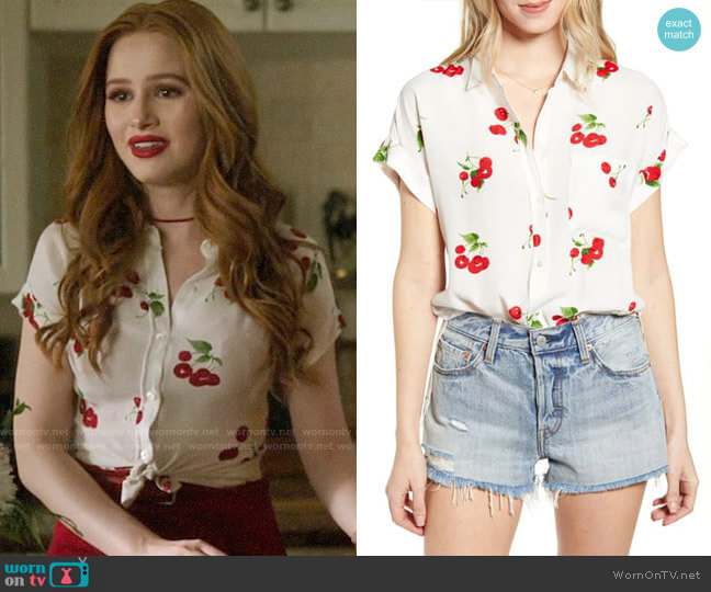 Rails Whitney Shirt in Cherry Bloom worn by Cheryl Blossom (Madelaine Petsch) on Riverdale