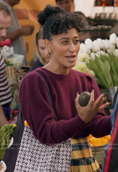 Rainbow’s burgundy sweater on Black-ish