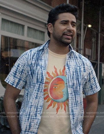 Rakesh’s sun and moon tee on God Friended Me