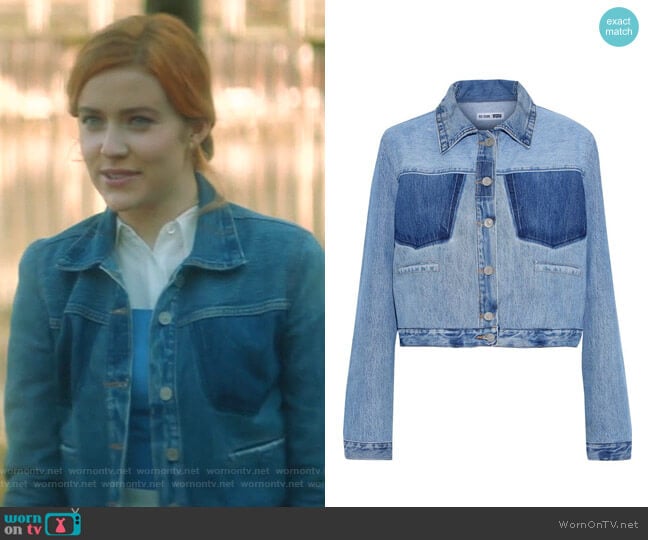 Re/Done with Levi's Cropped Two-Tone Denim Jacket worn by Nancy Drew (Kennedy McMann) on Nancy Drew