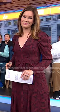 Rebecca Jarvis’s red snake print dress on Good Morning America