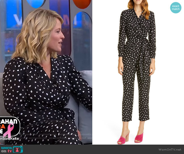 Rebecca Taylor Dot Wrap Jumpsuit worn by Sara Haines on Good Morning America