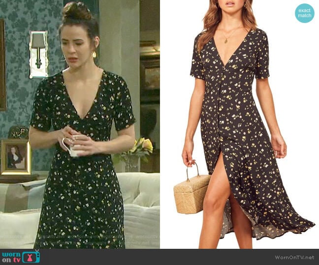 Reformation Locklin Dress in Venezia worn by Sarah Horton (Linsey Godfrey) on Days of our Lives