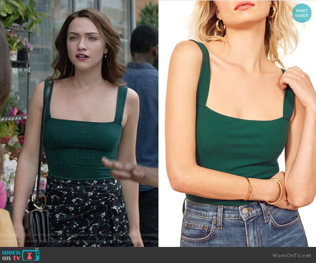 Reformation Canyon Tank in Emerald worn by Cara Bloom (Violett Beane) on God Friended Me