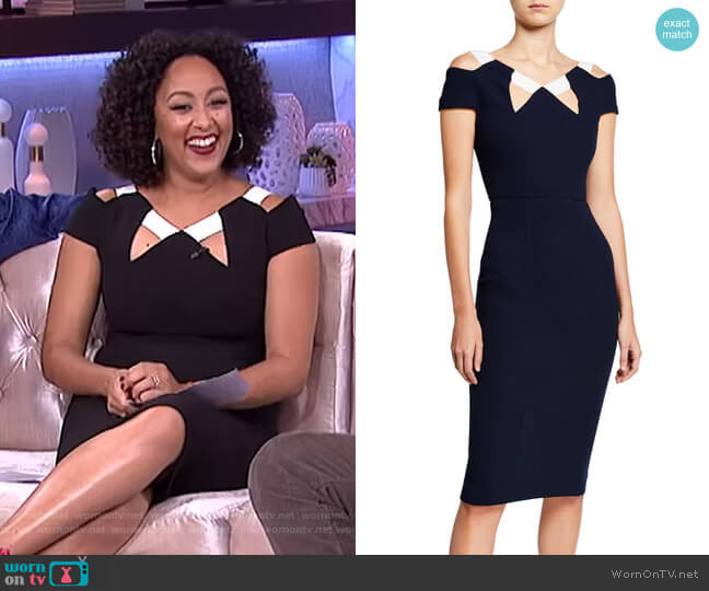 Roland Mouret Atkinson Cold-Shoulder Dress worn by Tamera Mowry on The Real