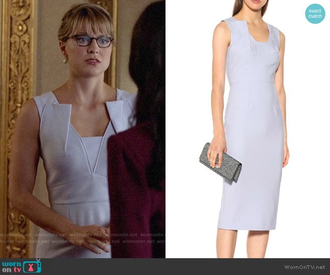 Roland Mouret Coleby Dress in Ash Blue worn by Kara Danvers (Melissa Benoist) on Supergirl