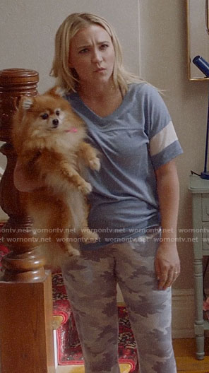 Roxy’s camo sweatpants on Almost Family
