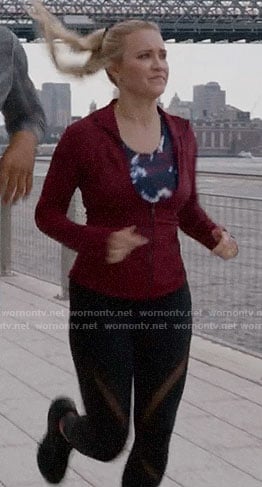 Roxy’s red running jacket and leggings on Almost Family