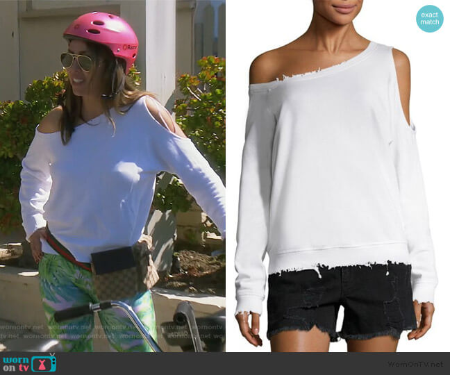 RTA Willow One Shoulder Sweater worn by Kelly Dodd on The Real Housewives of Orange County