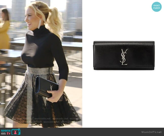 Saint Laurent Kate Monogram YSL Clutch Bag worn by Stephanie Hollman on The Real Housewives of Dallas