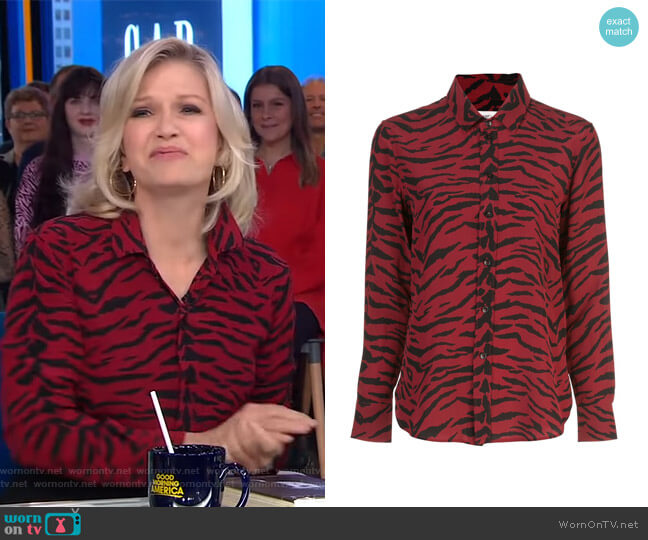 Saint Laurent Zebra-Print Long-Sleeve Blouse