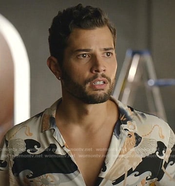 Sam’s fish print shirt on Dynasty